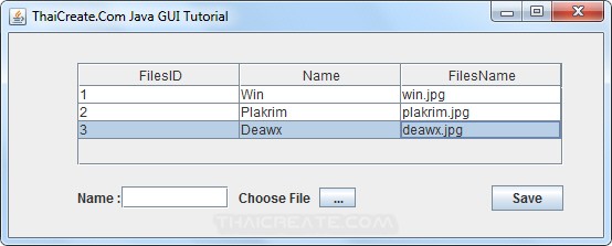 How to use : Java GUI Upload file to Database via JFileChooser