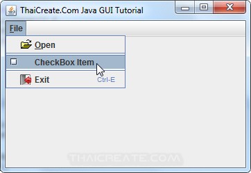 Java Menu Item/Checkbox (JCheckBoxMenuItem) - Swing Example