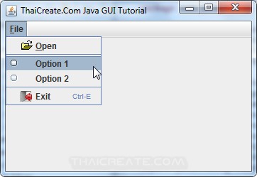 Java Menu Item/RadioButton (JRadioButtonMenuItem) Java Menu Item/RadioButton (JRadioButtonMenuItem)