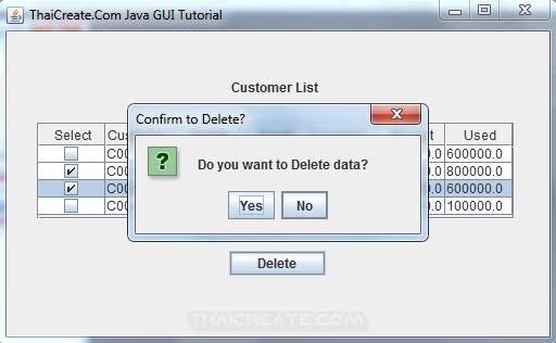 Java GUI Delete Multiple Records using Checkbox