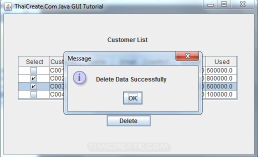 Java GUI Delete Multiple Records using Checkbox
