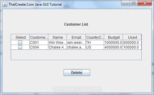 Java GUI Delete Multiple Records using Checkbox Java GUI Delete Multiple Records using Checkbox