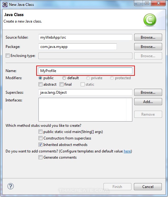 JSP and Eclipse Create Class java (Eclipse)