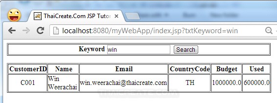 JSP Search data from Database JSP Search data from Database