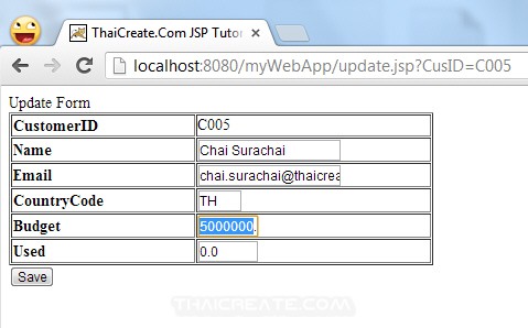 JSP Edit/Update data in Database JSP Edit/Update data in Database