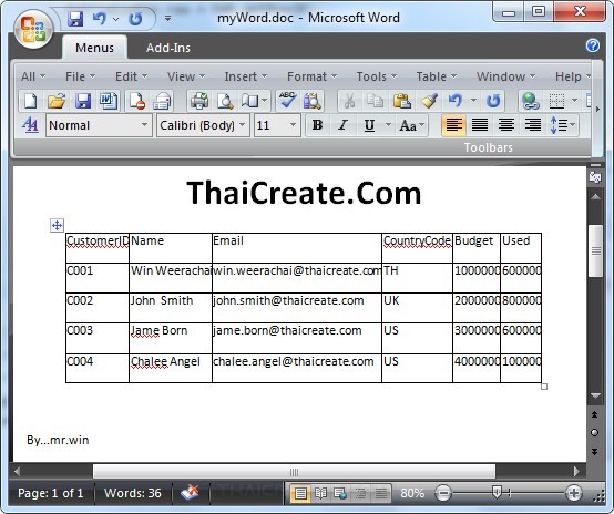 Java Generate Word Document Report from Database