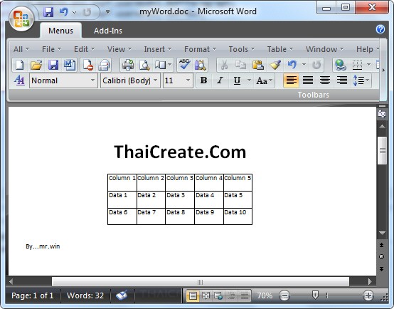 Java Create Word Document and Table Rows / Cell