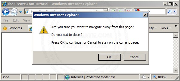 JavaScript Disable IE (Internet Explorer) Close Button.