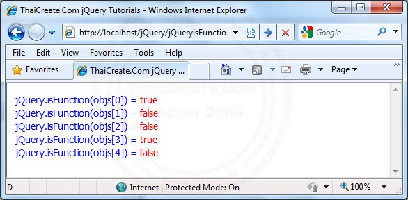 jQuery.isFunction() - Utilities , jQuery
