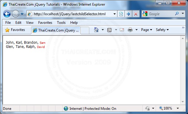 :last-child Selector - Selectors , jQuery