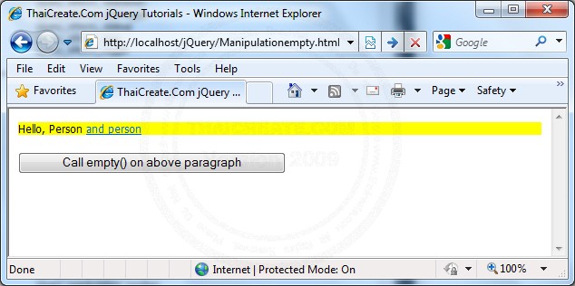 .empty() - Manipulation , jQuery