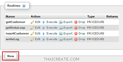 phpMyAdmin : Stored Procedure, View, Function, Trigger บน MySQL