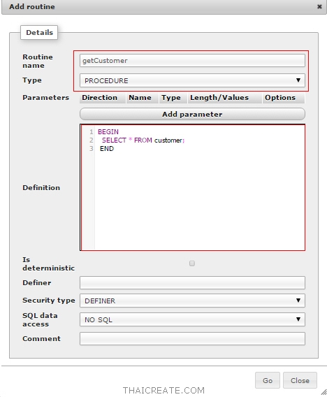 Stored Procedure บน MySQL