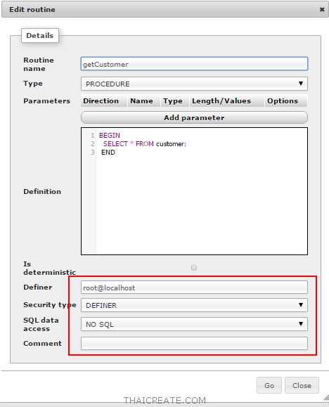 Stored Procedure บน MySQL