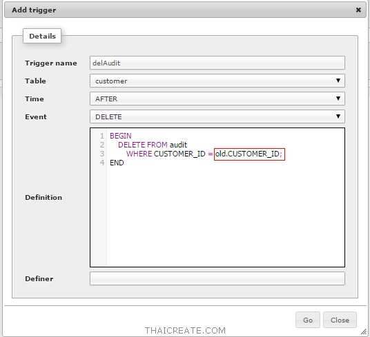 ตอนที่ 14 : การสร้าง Trigger บน MySQL Database (MySQL : Trigger)