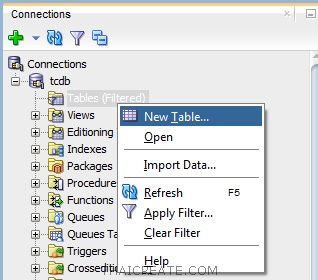 Oracle Database Create Table 