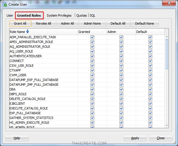 Oracle SQL Developer Create User/Grant