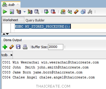 Cursor บน Oracle Stored Procedure