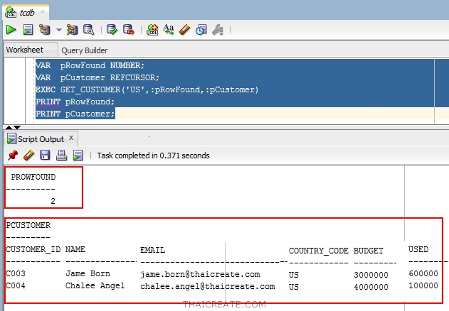 Stored Procedure บน Oracle