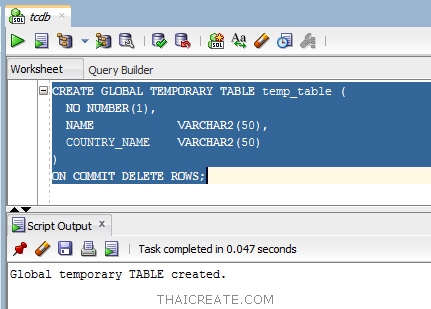 Declare Temp Table Oracle : Stored Procedure