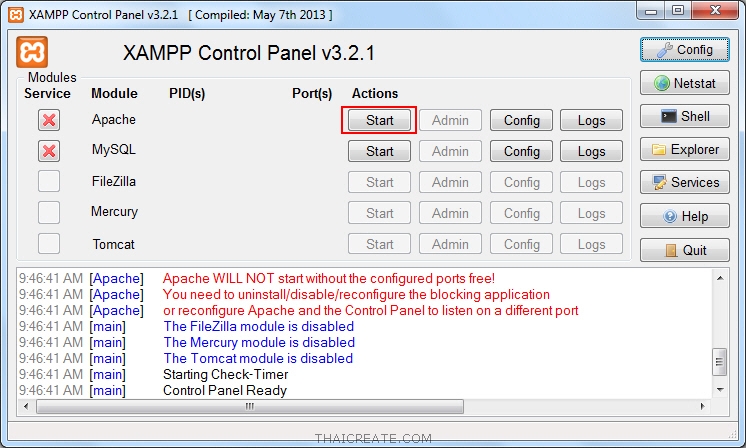 XAMPP 5.x PHP กับ MySQL