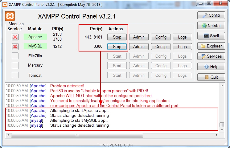 XAMPP 5.x PHP กับ MySQL