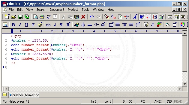 PHP number_format