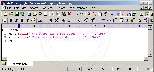 PHP rtrim
