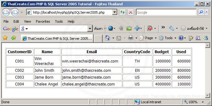 PHP & SQL Server 2005