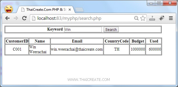 PHP SQL Server Search Data Record (PDO)