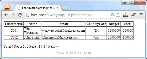 PHP SQL Server List Data Record Paging/Pagination (sqlsrv)