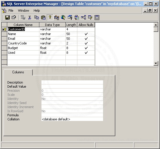 SQL Server Create Database and Table