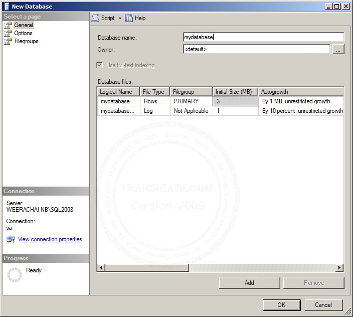 SQL Server 2008 Create Database and Table