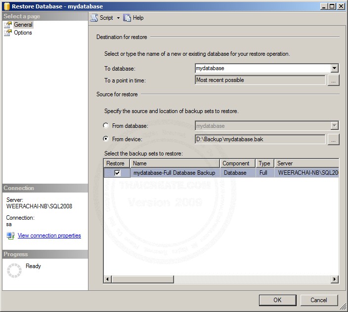 SQL Server  2008 Restore/Import