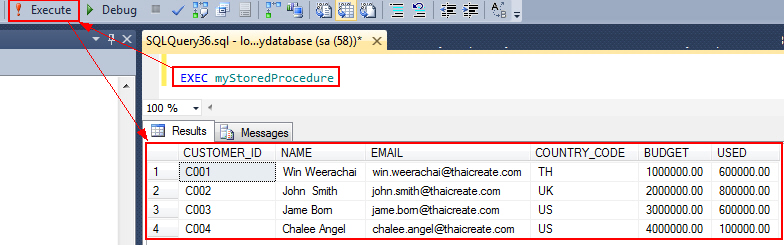 Stored Procedure บน SQL Server