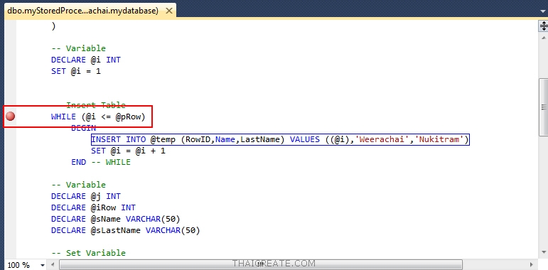 Debug Stored Procedure