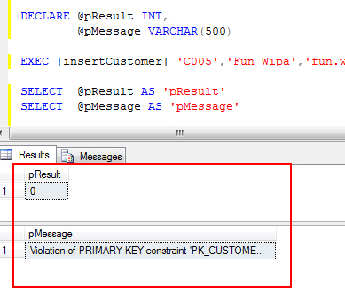 OUTPUT / OUT  : Stored Procedure