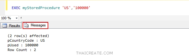 SQL Server Stored Procedure Print