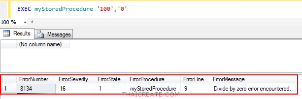 Try Catch  : Stored Procedure