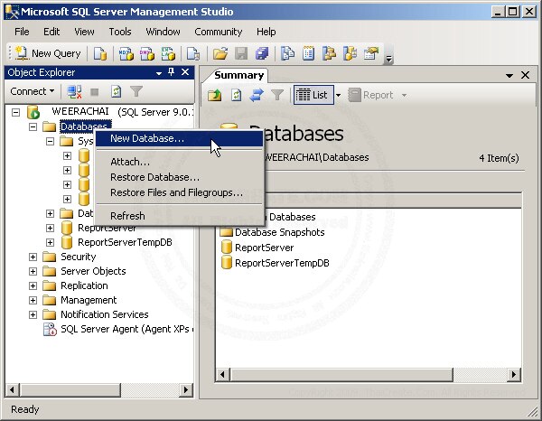 SQL Server 2005 Create Database and Table