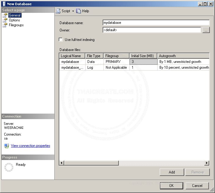 SQL Server 2005 Create Database and Table