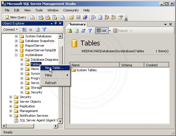 Sql Server 2005 Create Database And Table