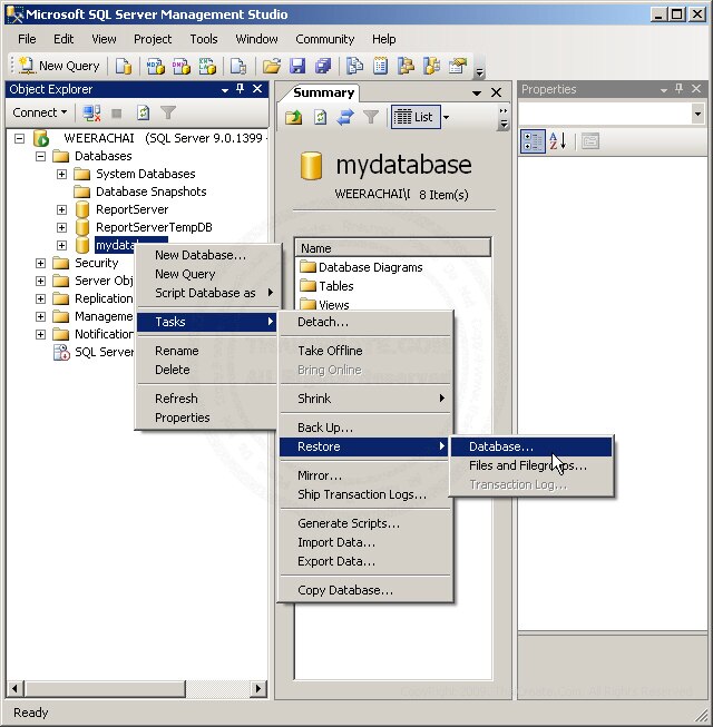 SQL Server 2005 Restore Database