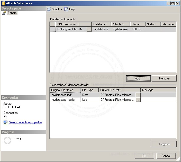 SQL Server 2005 Restore Database