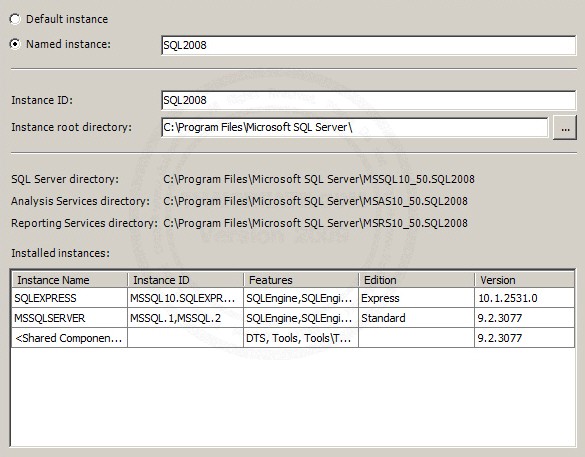 SQL Server 2008 Install with instance