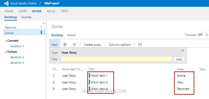 User บน Visual Studio Online Work Items and Agile Planning