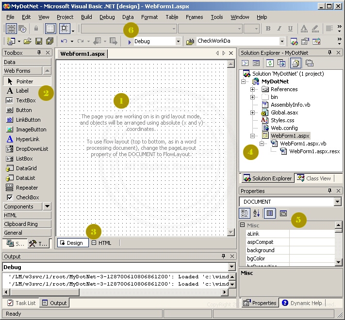 ASP.NET & Visual Studio .Net 2003 - Tool & Menu