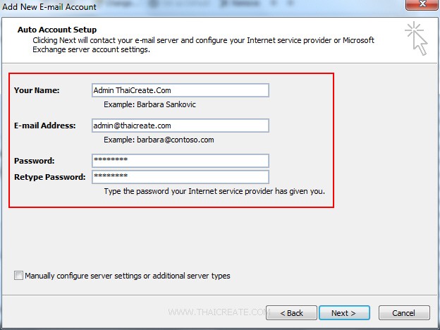 Direct Admin Email Account SMTP Outlook