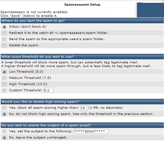 Direct Admin : SPAM Filters / Spamassassin Setup