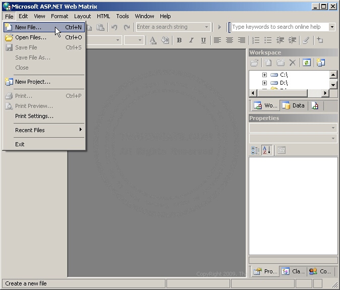 ASP.NET WebMatrix - Create New File